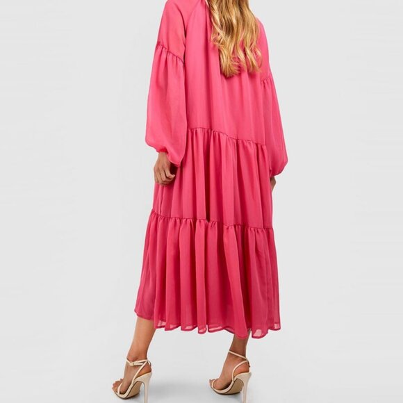 Boohoo Boho Chiffon Tiered Midaxi Smock Dress - Picture 3 of 4